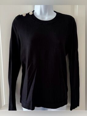Lilly Pulitzer onyx knit black sweater with rhinestones on shoulder size small